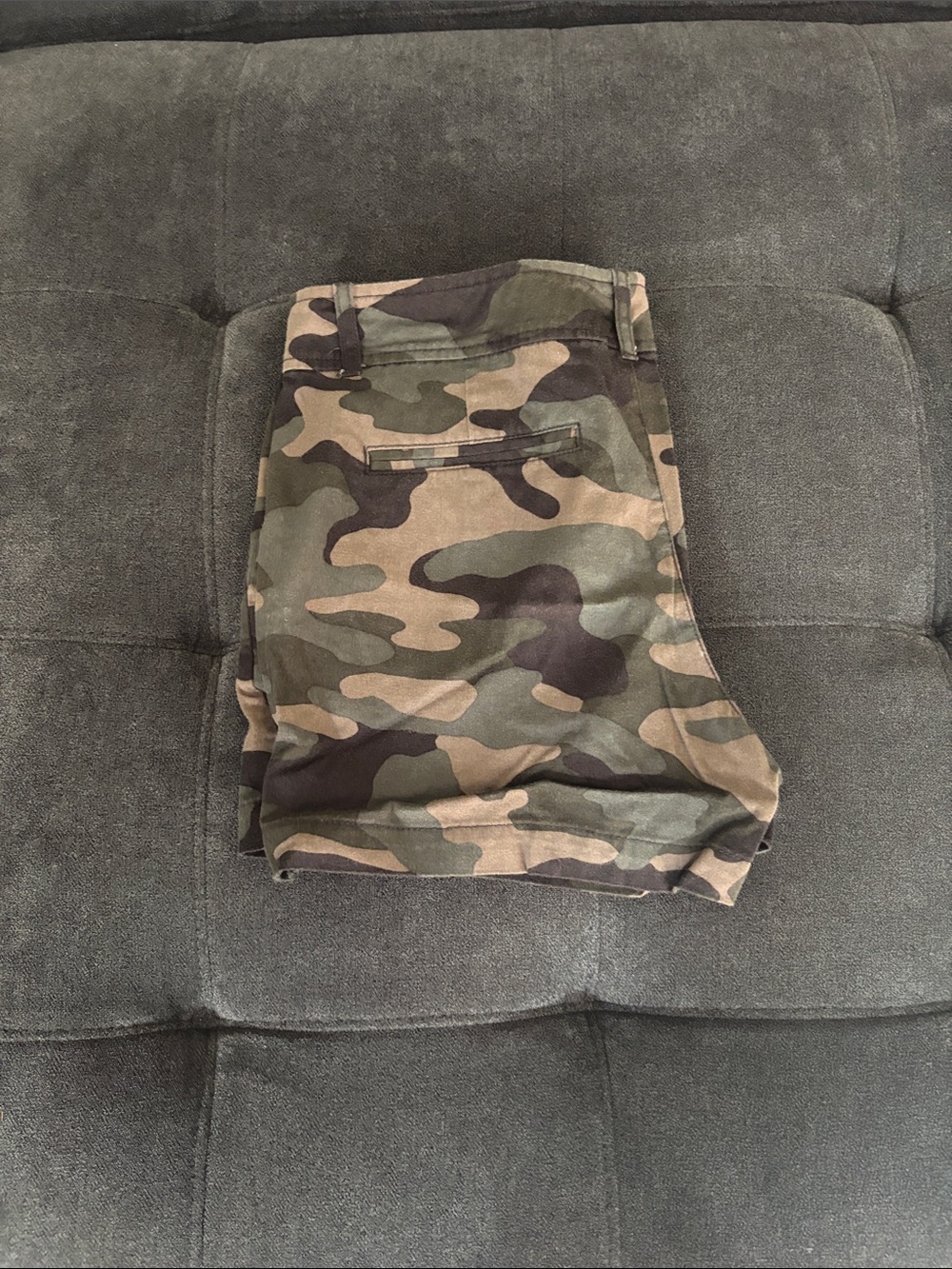 New York & Company Women's Camouflage Cargo Shorts — Olive & Tan - Picture 3 of 5